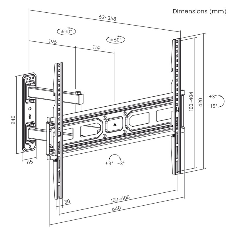 Maclean MC-798N TV Mount, Bracket for TV max VESA 600x400, 37-70 Maclean MC-798N TV Mount, Bracket for TV max VESA 600x400, 37-70