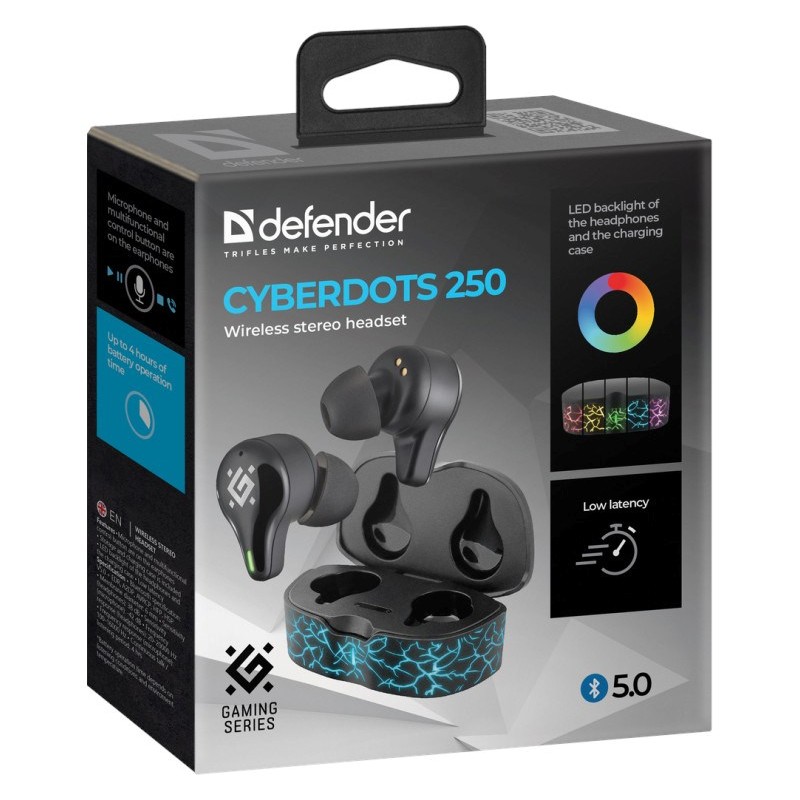 HEADPHONES DEFENDER BLUETOOTH CYBERDOTS 250 GAMING BLACK HEADPHONES DEFENDER BLUETOOTH CYBERDOTS 250 GAMING BLACK
