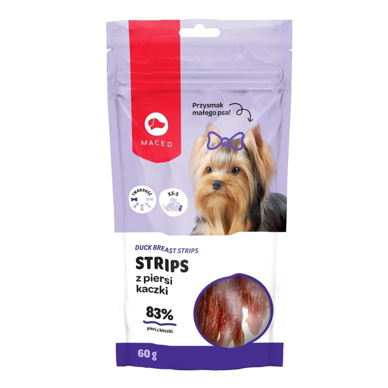 MACED Duck breast strips S - dog treat - 60g MACED Duck breast strips S - dog treat - 60g