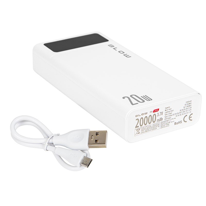 Power Bank 20000mAh QC+PD 20W + lightning PB20E