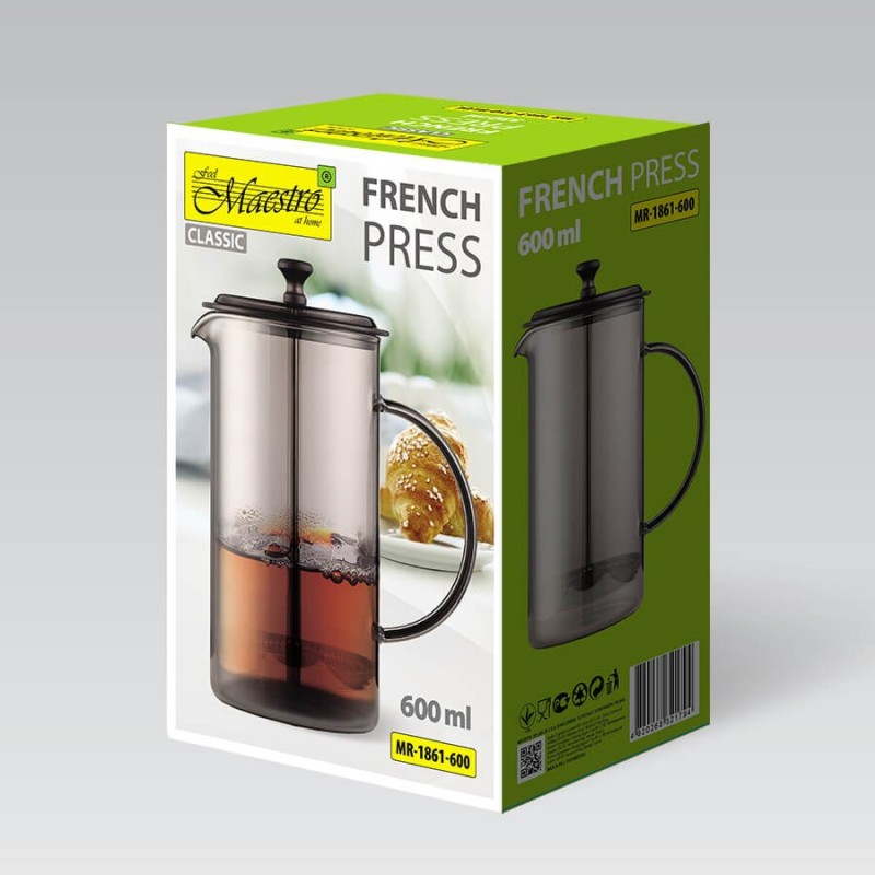 French press MAESTRO MR-1861 (MR-1861-600) 600 ml Translucent French press MAESTRO MR-1861 (MR-1861-600) 600 ml Translucent