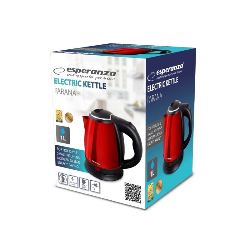 Esperanza EKK128R electric kettle Parana 1 L Black,Red 1350 W Esperanza EKK128R electric kettle Parana 1 L Black,Red 1350 W