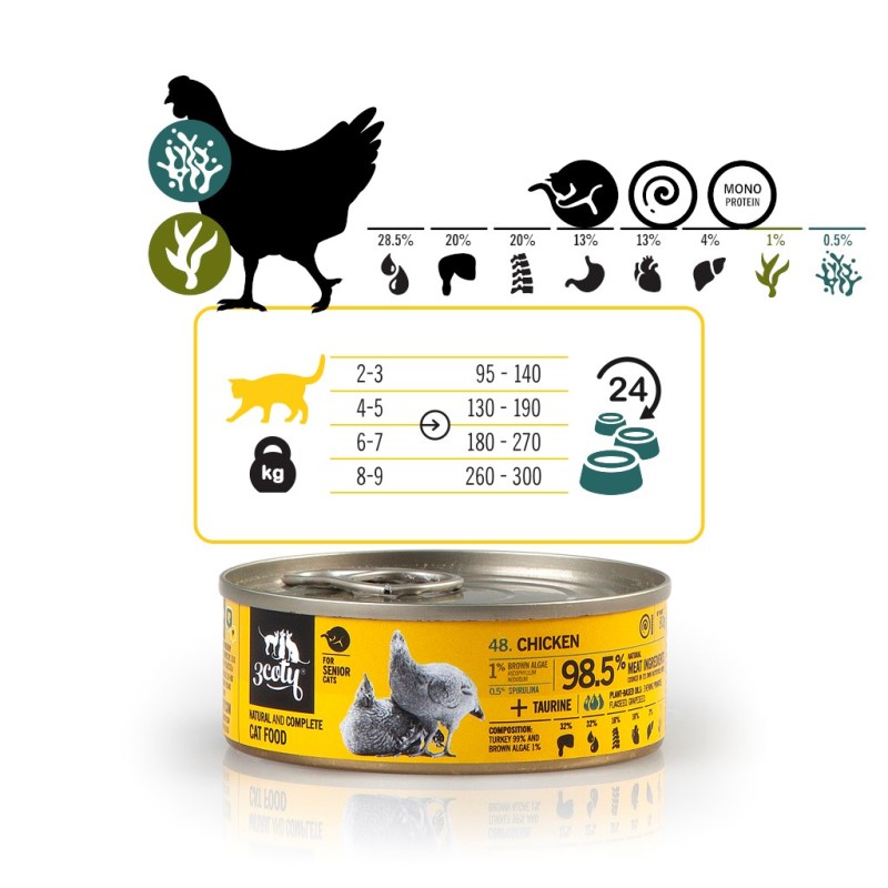 3COTY Chicken with spirulina Senior - wet cat food - 80g 3COTY Chicken with spirulina Senior - wet cat food - 80g