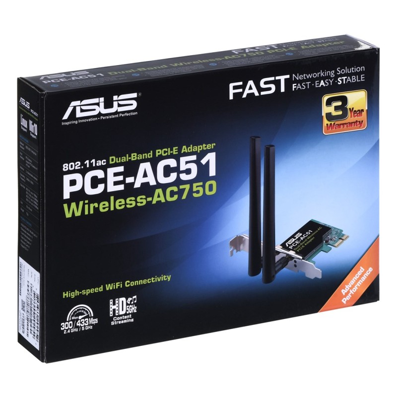 ASUS PCE-AC51 WLAN 433 Mbit/s ASUS PCE-AC51 WLAN 433 Mbit/s