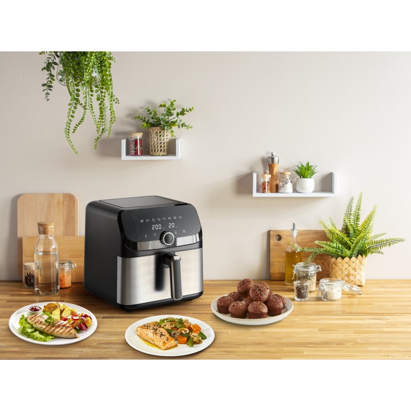 Tefal Easy Fry Mega EY855D10 fryer Single 7.5 L Stand-alone 2020 W Hot air fryer Black, Stainless steel Tefal Easy Fry Mega EY855D10 fryer Single 7.5 L Stand-alone 2020 W Hot air fryer Black, Stainless steel