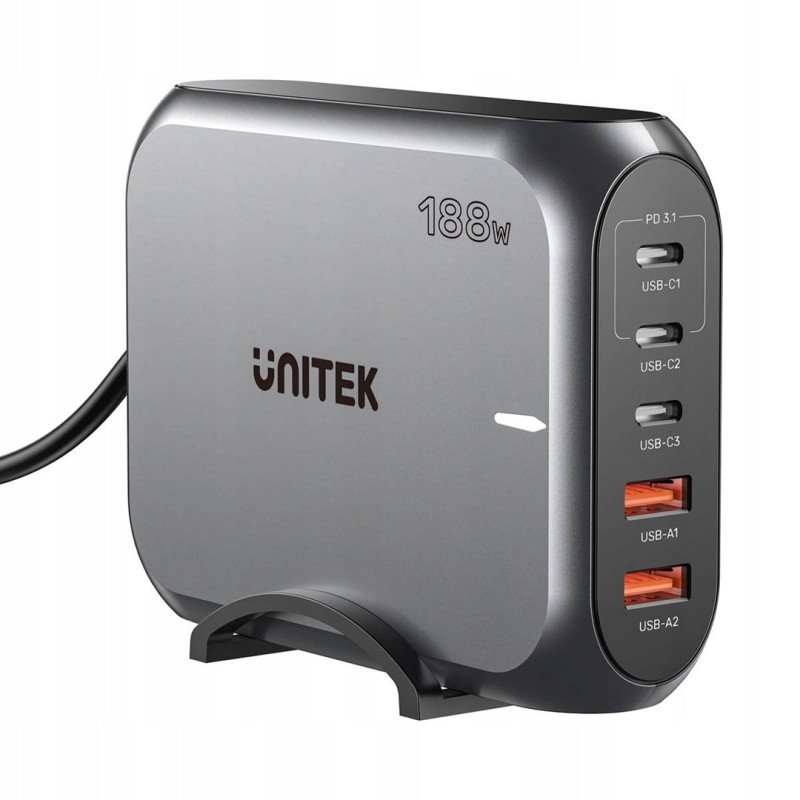 UNITEK WALL CHARGER 2X USB-A 3X USB-C PD 3.1 188W UNITEK WALL CHARGER 2X USB-A 3X USB-C PD 3.1 188W