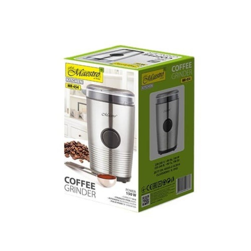 Feel-Maestro MR-454 - stainless steel coffee grinder Coffee grinder with 150 W blades Feel-Maestro MR-454 - stainless steel coffee grinder Coffee grinder with 150 W blades