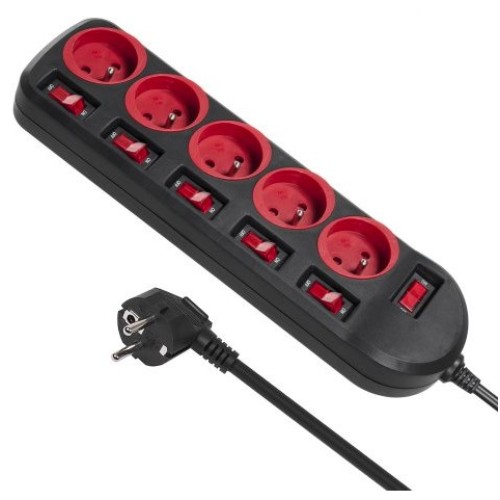 Maclean MCE204 power extension 1.5 m 5 AC outlet(s) Indoor Black, Red Maclean MCE204 power extension 1.5 m 5 AC outlet(s) Indoor Black, Red