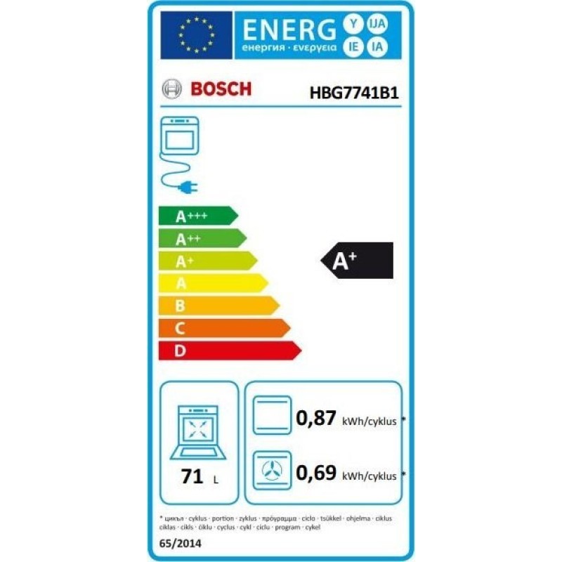 Bosch Serie 8 HBG7741B1 oven 71 L Black Bosch Serie 8 HBG7741B1 oven 71 L Black