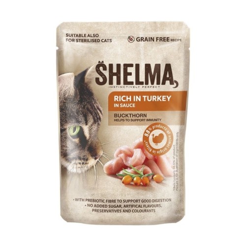 SHELMA Rich in turkey in sauce - wet cat food - 85g SHELMA Rich in turkey in sauce - wet cat food - 85g