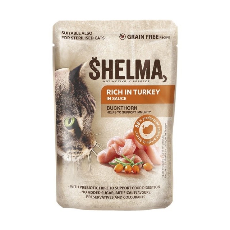 SHELMA Rich in turkey in sauce - wet cat food - 85g SHELMA Rich in turkey in sauce - wet cat food - 85g