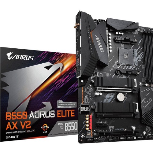 GIGABYTE B550 AORUS ELITE AX V2 Motherboard - Supports AMD Ryzen 5000 Series AM4 CPUs, 12+2 Phases Digital Twin Power Design, up to 4733MHz DDR4 (OC), 2xPCIe 3.0 M.2, WiFi 6E, 2.5GbE LAN, USB 3.2 Gen1
