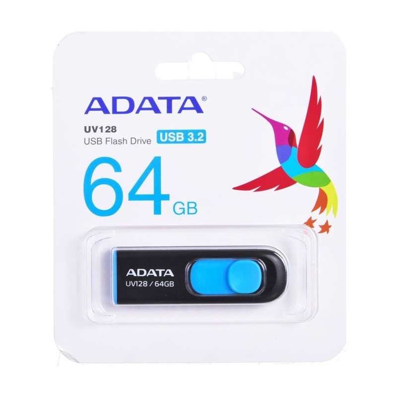 ADATA 64GB DashDrive UV128 USB flash drive USB Type-A 3.2 Gen 1 (3.1 Gen 1) Black,Blue ADATA 64GB DashDrive UV128 USB flash drive USB Type-A 3.2 Gen 1 (3.1 Gen 1) Black,Blue