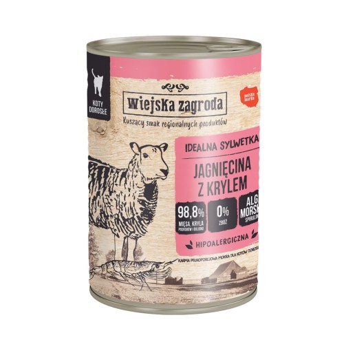WIEJSKA ZAGRODA Lamb with krill - wet cat food - 400g WIEJSKA ZAGRODA Lamb with krill - wet cat food - 400g