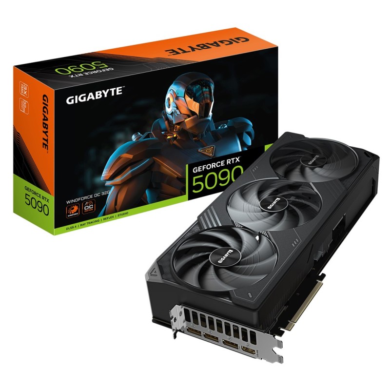 GIGABYTE GeForce RTX 5090 WINDFORCE OC 32G Graphics Card - 32GB GDDR7, 512bit, PCI-E 5.0, 2467MHz Core Clock, 3 x DP 2.1a, 1 x HDMI 2.1b, NVIDIA DLSS 4, GV-N5090WF3OC-32GD GIGABYTE GeForce RTX 5090 WINDFORCE OC 32G Graphics Card - 32GB GDDR7, 512bit, PCI-E 5.0, 2467MHz Core Clock, 3 x DP 2.1a, 1 x HDMI 2.1b, NVIDIA DLSS 4, GV-N5090WF3OC-32GD