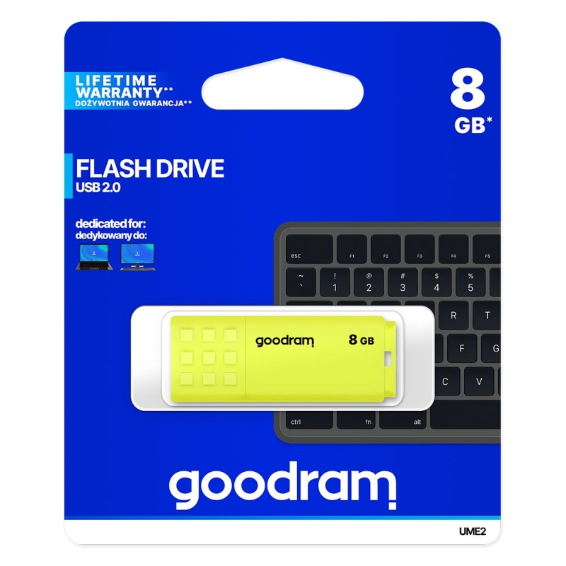Goodram UME2 USB flash drive 8 GB USB Type-A 2.0 Yellow Goodram UME2 USB flash drive 8 GB USB Type-A 2.0 Yellow