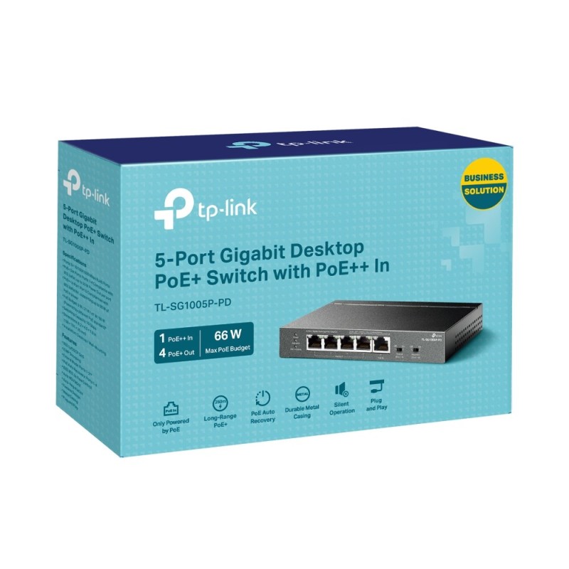 TP-Link TL-SG1005P-PD network switch Gigabit Ethernet (10/100/1000) Power over Ethernet (PoE) Black TP-Link TL-SG1005P-PD network switch Gigabit Ethernet (10/100/1000) Power over Ethernet (PoE) Black