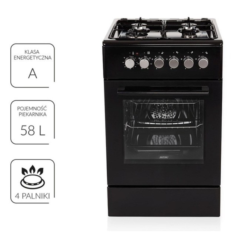 MPM MPM-56-KGM-12B Gas/electric cooker Black MPM MPM-56-KGM-12B Gas/electric cooker Black