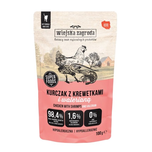 WIEJSKA ZAGRODA Chicken with Shrimps and Valerian – Wet Cat Food – 100g WIEJSKA ZAGRODA Chicken with Shrimps and Valerian – Wet Cat Food – 100g