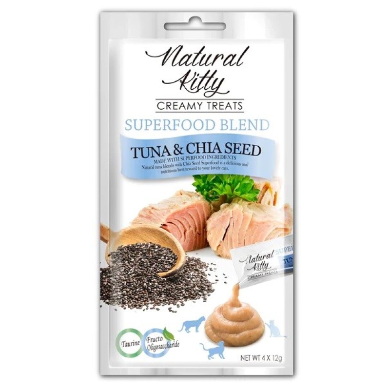 NATURAL KITTY Superfood Blend Tuna with chia seed - cat treats -  4 x 12g