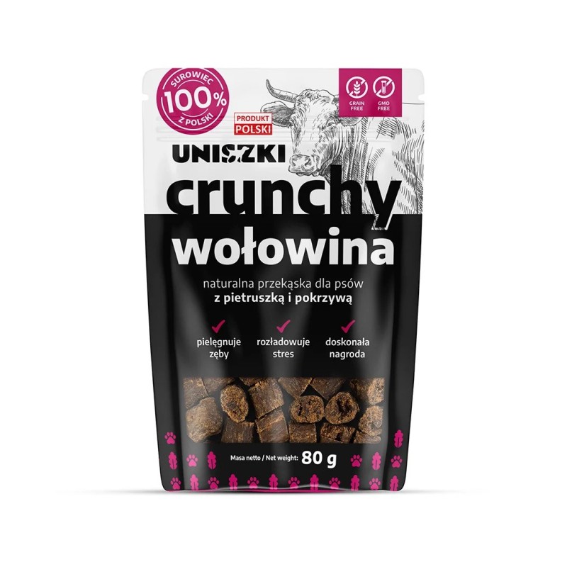 UNISZKI Crunchy Beef with Parsley and Nettle - Dog Treat - 80g UNISZKI Crunchy Beef with Parsley and Nettle - Dog Treat - 80g