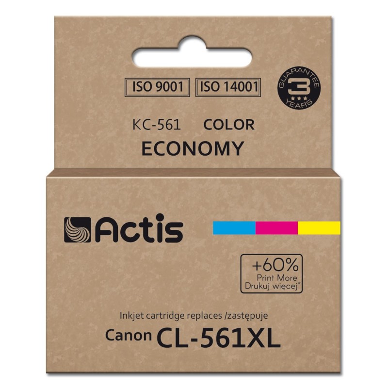 Actis KC-561 Ink (replacement for Canon CL-561XL; Supreme; 18 ml; cyan, magenta, yellow). Prints 60% more than OEM. Actis KC-561 Ink (replacement for Canon CL-561XL; Supreme; 18 ml; cyan, magenta, yellow). Prints 60% more than OEM.
