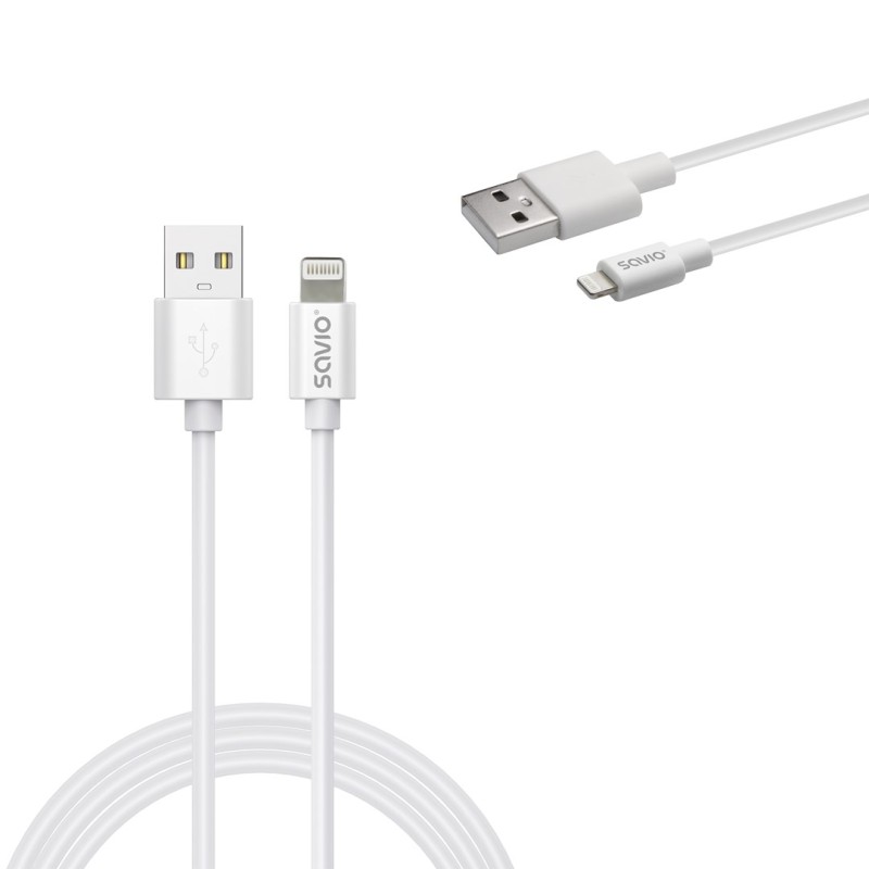 Savio Cl-193 USB cable USB 2.0 2 m USB A USB C/Lightning White