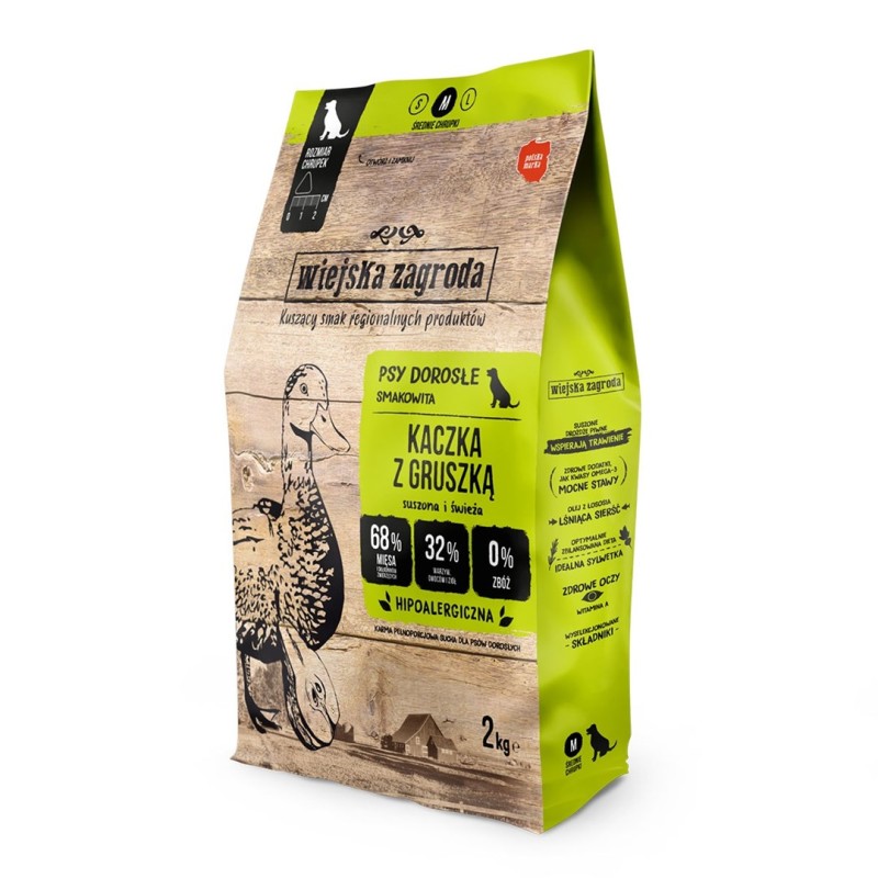 WIEJSKA ZAGRODA Duck with pear M - dry dog food - 2kg WIEJSKA ZAGRODA Duck with pear M - dry dog food - 2kg