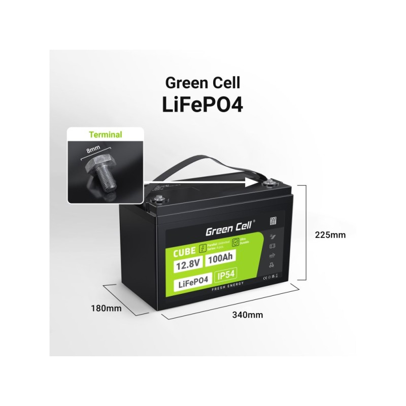 Green Cell LFPGC12V100AH UPS battery Lithium Iron Phosphate (LiFePO4) 12.8 V 100 Ah Green Cell LFPGC12V100AH UPS battery Lithium Iron Phosphate (LiFePO4) 12.8 V 100 Ah