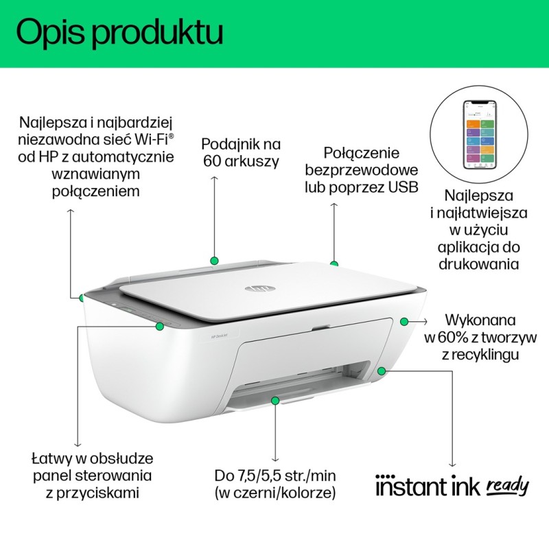 HP DeskJet 2820e All-in-One Printer Thermal inkjet A4 4800 x 1200 DPI 7.5 ppm Wi-Fi HP DeskJet 2820e All-in-One Printer Thermal inkjet A4 4800 x 1200 DPI 7.5 ppm Wi-Fi