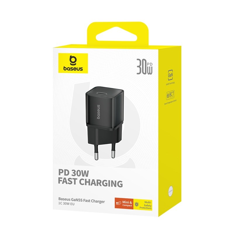 Baseus GAN5S P10162504113-00 Mains Charger 30W Black Baseus GAN5S P10162504113-00 Mains Charger 30W Black