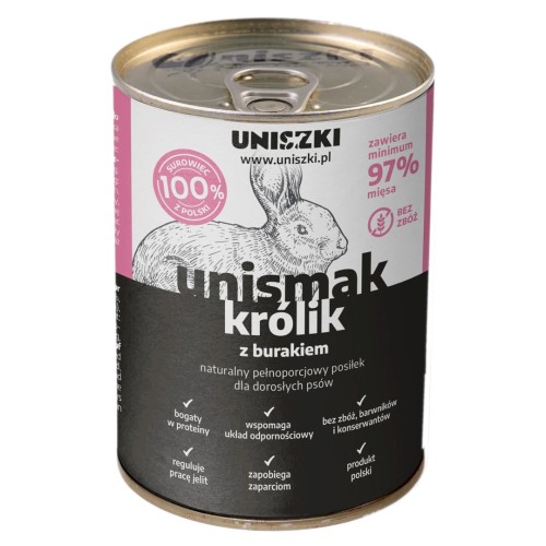 UNISZKI Unismak Rabbit with beetroot - wet food for dogs - 410g UNISZKI Unismak Rabbit with beetroot - wet food for dogs - 410g
