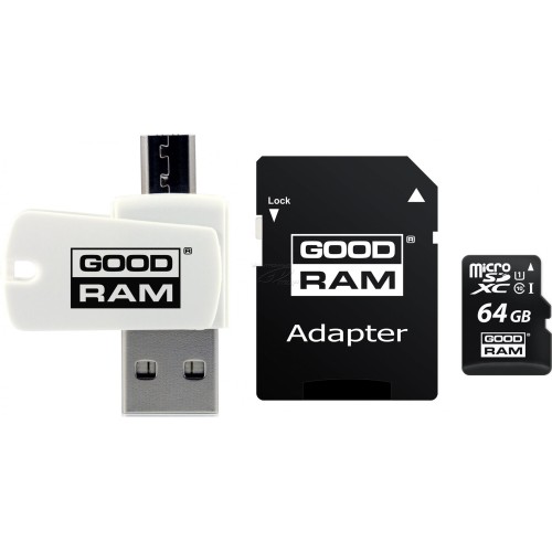 Goodram All in one M1A4-0640R12 memory card 64 GB MicroSDXC Class 10 UHS-I + The card reader Goodram All in one M1A4-0640R12 memory card 64 GB MicroSDXC Class 10 UHS-I + The card reader