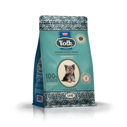 FOLK Small breeds Traditional masurian venison stew with beets and cranberries - dry dog food - 1,6kg FOLK Small breeds Traditional masurian venison stew with beets and cranberries - dry dog food - 1,6kg