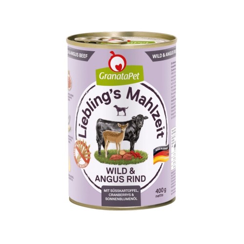 GRANATAPET Liebling's Mahlzeit Venison and angus beef - wet dog food - 800g