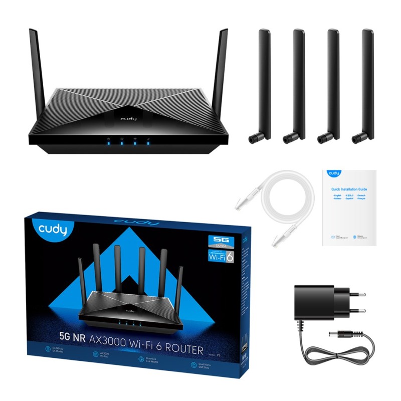 Cudy P5 wireless router Gigabit Ethernet Dual-band (2.4 GHz / 5 GHz) 5G Black Cudy P5 wireless router Gigabit Ethernet Dual-band (2.4 GHz / 5 GHz) 5G Black