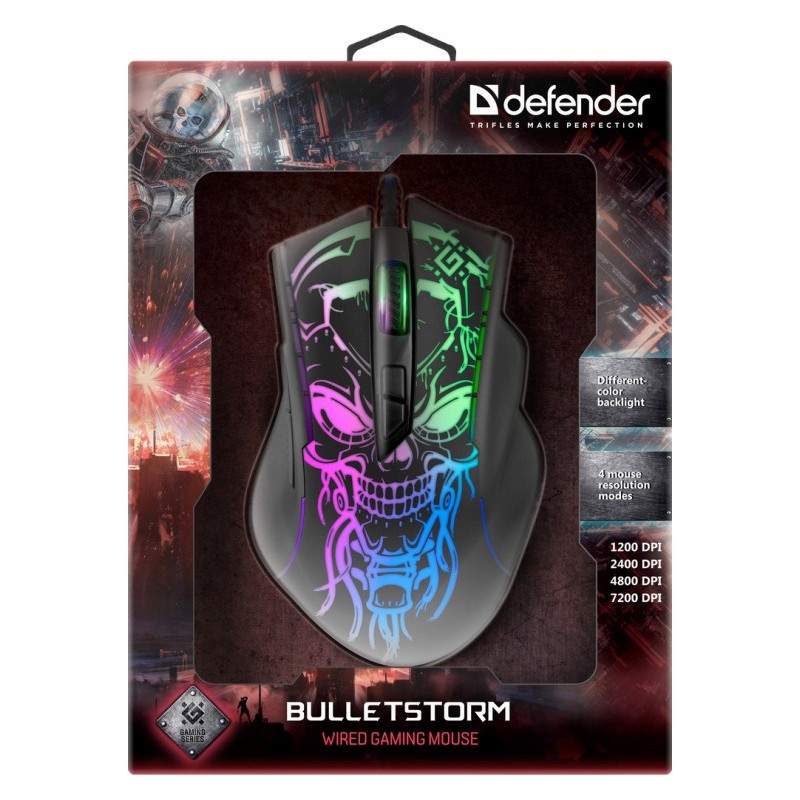Gaming, optic, wired mouse DEFENDER GM-928 BULLETSTORM 7200dpi 7P illuminate Gaming, optic, wired mouse DEFENDER GM-928 BULLETSTORM 7200dpi 7P illuminate