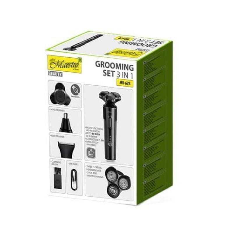 MAESTRO MR-678 3-in-1 Shaving Kit USBDo 90 min MAESTRO MR-678 3-in-1 Shaving Kit USBDo 90 min
