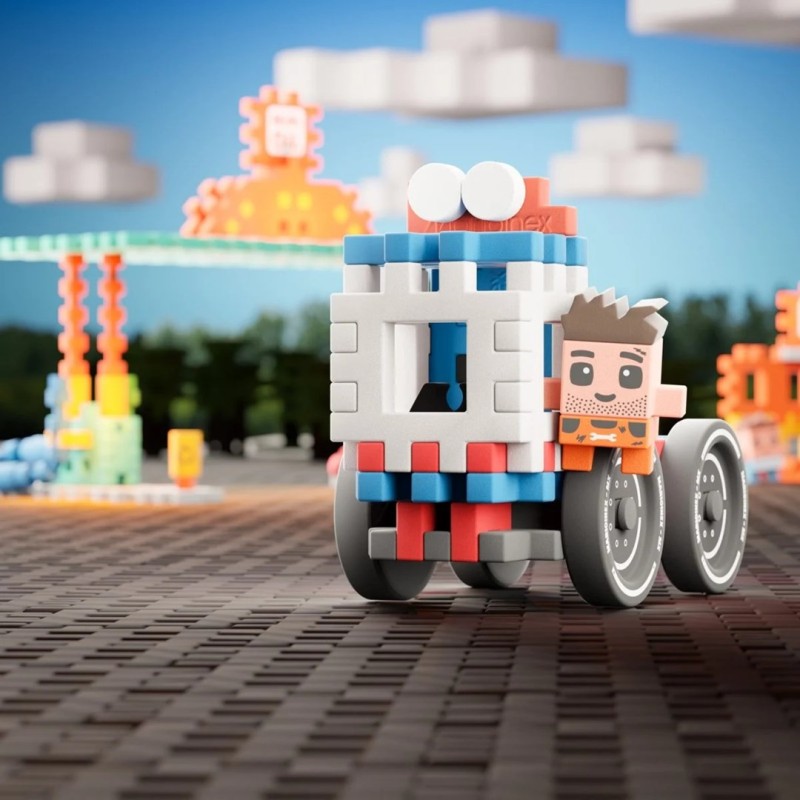 MARIOINEX Mini Waffle City Building Blocks Petrol Station, 148 pieces