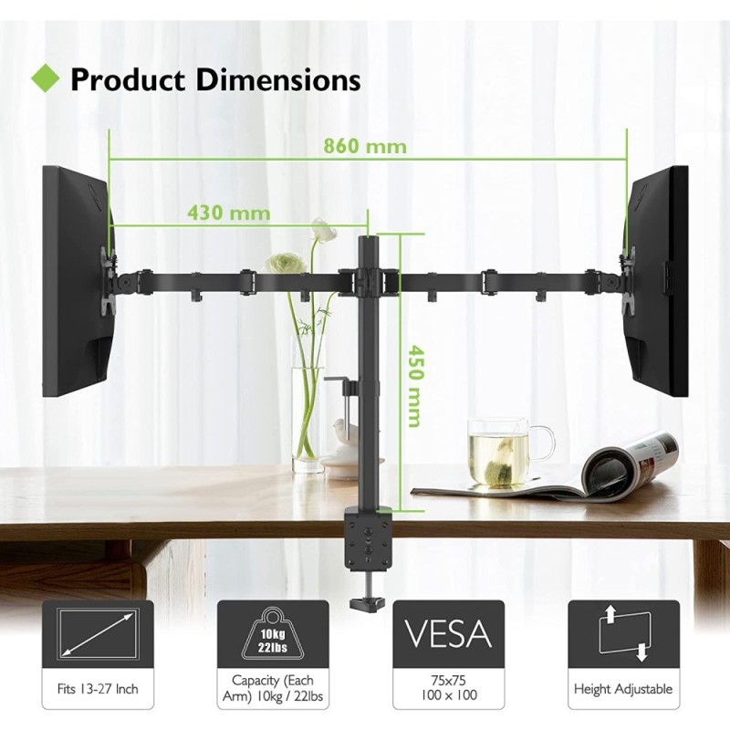 Techly ICA-LCD 382-D monitor mount / stand 68.6 cm (27 Techly ICA-LCD 382-D monitor mount / stand 68.6 cm (27