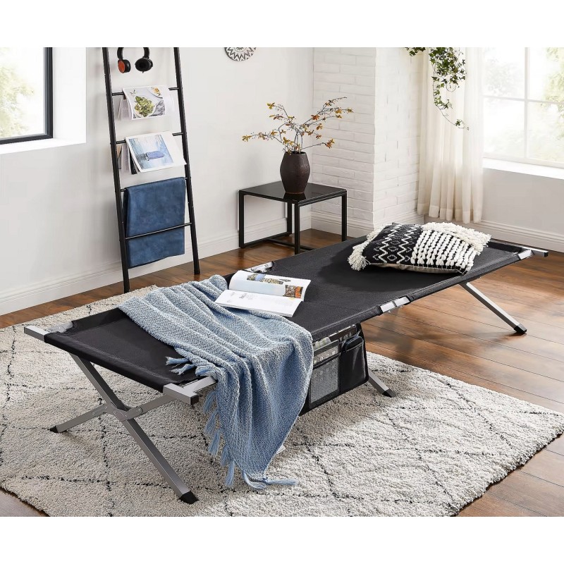 PROMIS Camping, tourist and camping bed, foldable, navy blue PROMIS Camping, tourist and camping bed, foldable, navy blue