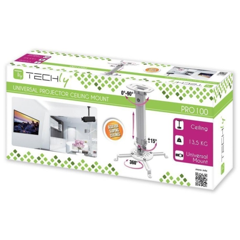 Techly Projector Ceiling Support Extension 380-580 mm Silver ICA-PM 18S Techly Projector Ceiling Support Extension 380-580 mm Silver ICA-PM 18S