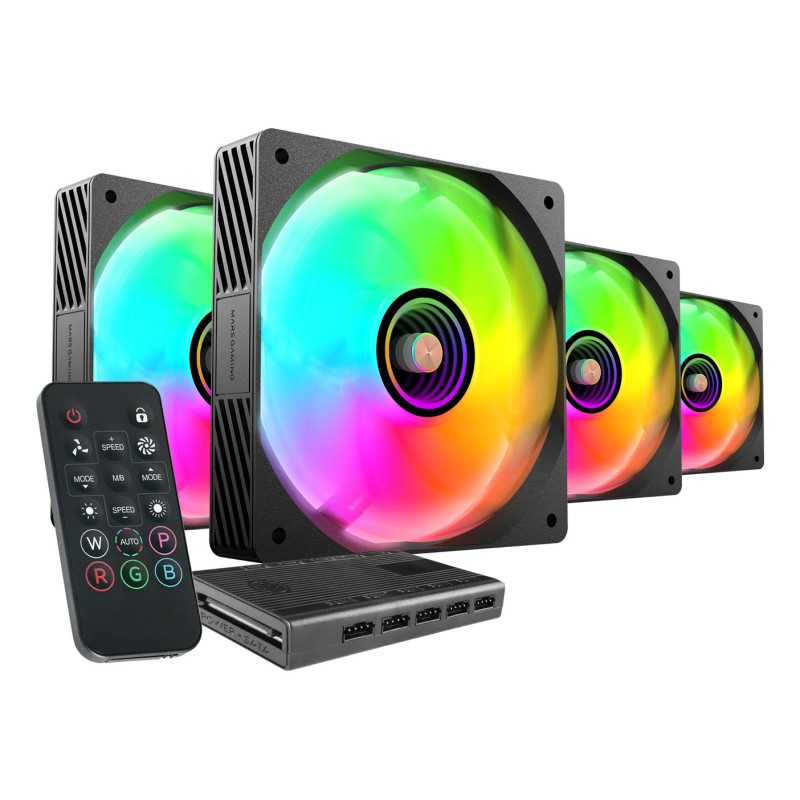 Mars Gaming MFSI4KIT computer cooling system Computer case Fan 12 cm Black Mars Gaming MFSI4KIT computer cooling system Computer case Fan 12 cm Black