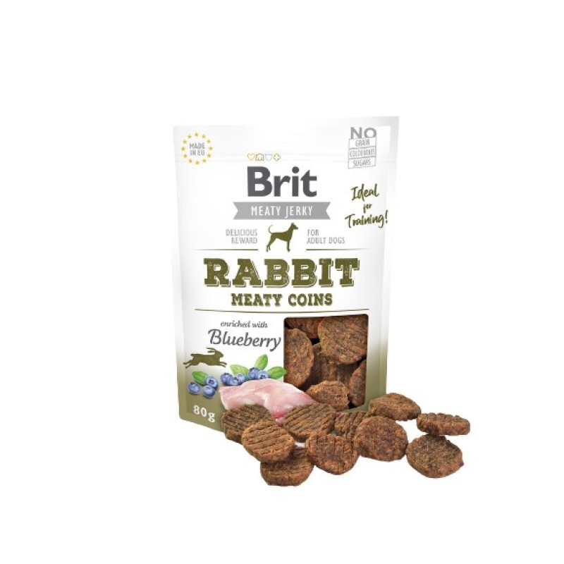 Brit Jerky Rabbit Meaty Coins - Rabbit - dog snack - 80 g