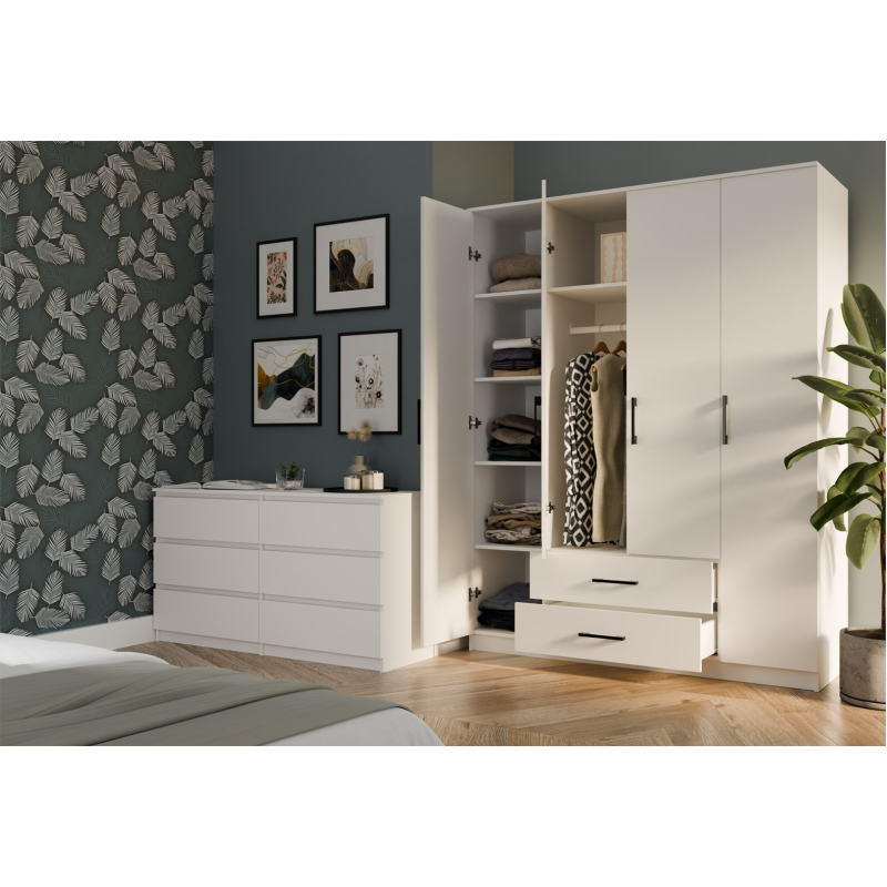 Topeshop ROMANA 160 BIEL KPLB bedroom wardrobe/closet 11 shelves 4 door(s) White Topeshop ROMANA 160 BIEL KPLB bedroom wardrobe/closet 11 shelves 4 door(s) White