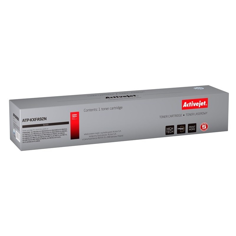 Activejet ATP-KXFA92N Toner (replacement for Panasonic KXFAT92/KXFAT411; Supreme; 2000 pages; black) Activejet ATP-KXFA92N Toner (replacement for Panasonic KXFAT92/KXFAT411; Supreme; 2000 pages; black)