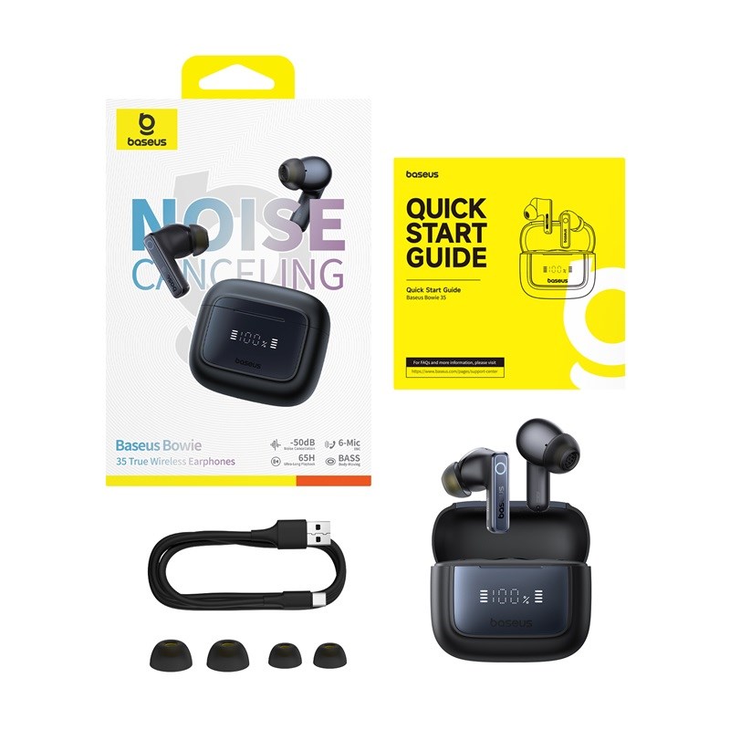 Baseus Bowie 35 TWS Bluetooth noise-cancelling headphones In-ear Connectivity/Music Bluetooth Black Baseus Bowie 35 TWS Bluetooth noise-cancelling headphones In-ear Connectivity/Music Bluetooth Black
