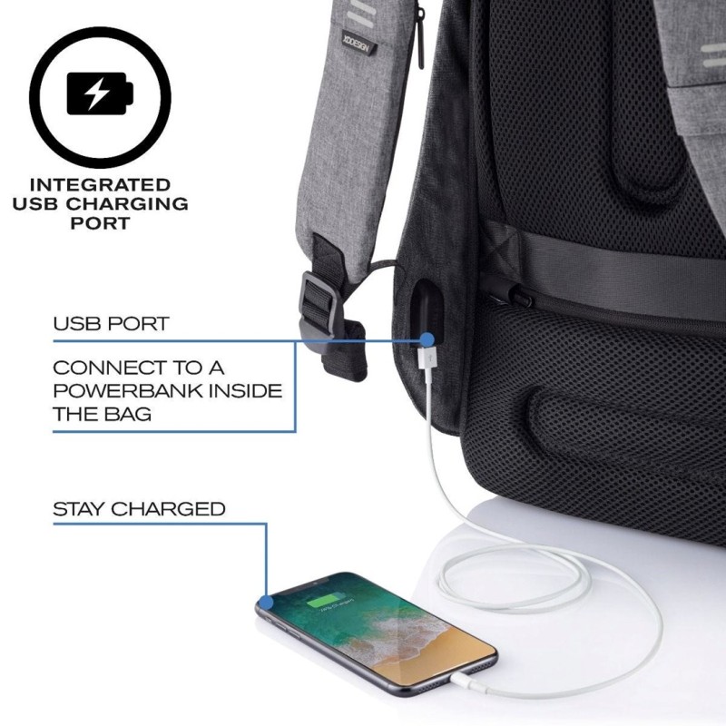 XD DESIGN ANTI-THEFT BACKPACK BOBBY HERO SMALL GREY P/N: P705.702 XD DESIGN ANTI-THEFT BACKPACK BOBBY HERO SMALL GREY P/N: P705.702