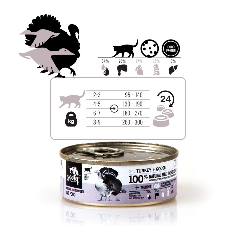 3COTY Turkey with goose - wet cat food - 80g 3COTY Turkey with goose - wet cat food - 80g