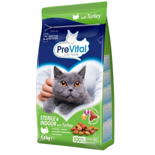 PREVITAL Cat Food Sterile with Turkey - Dry Cat Food - 1.4 kg PREVITAL Cat Food Sterile with Turkey - Dry Cat Food - 1.4 kg